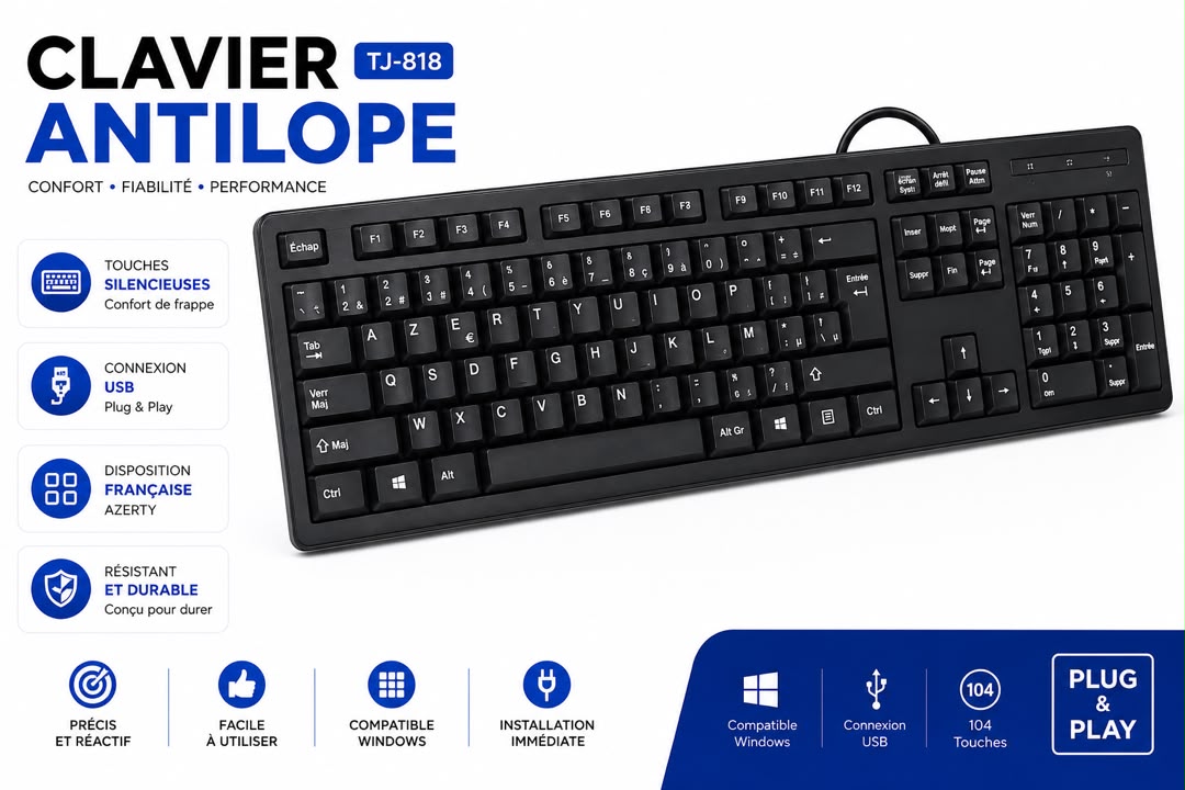 Clavier USB TJ-818 – Clavier Français AZERTY