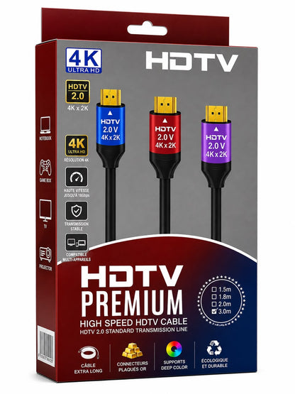 Câble HDTV Premium 2.0 – 3 mètres (4K Ultra HD)