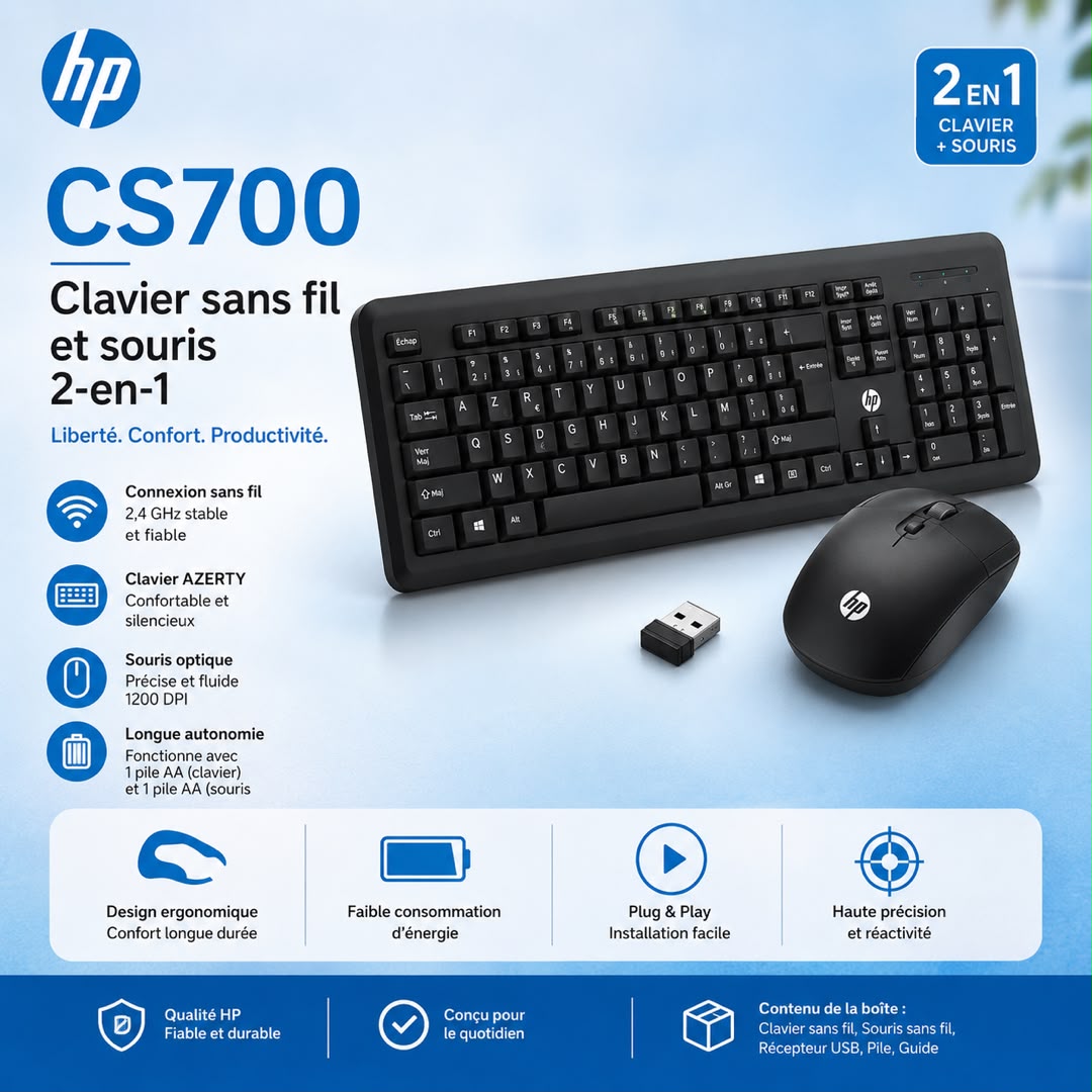 Clavier & Souris Sans Fil HP CS700 (AZERTY Français)